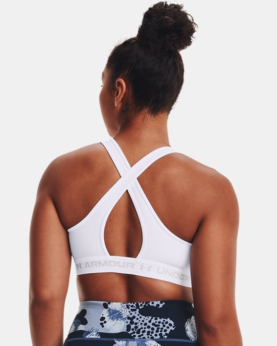 Women's Armour® Mid Crossback Sports Bra in White image number 6